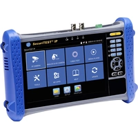 Tragbares Prüfgerät für Kameras und Netzwerke mit Touchscreen, verschiedenen Testfunktionen und Bedientasten, geeignet für technische Diagnosen.